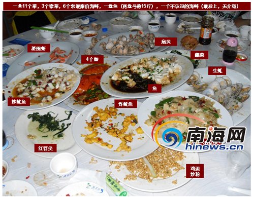三亚游客吃海鲜被索3万元 餐馆已遭关停(图)