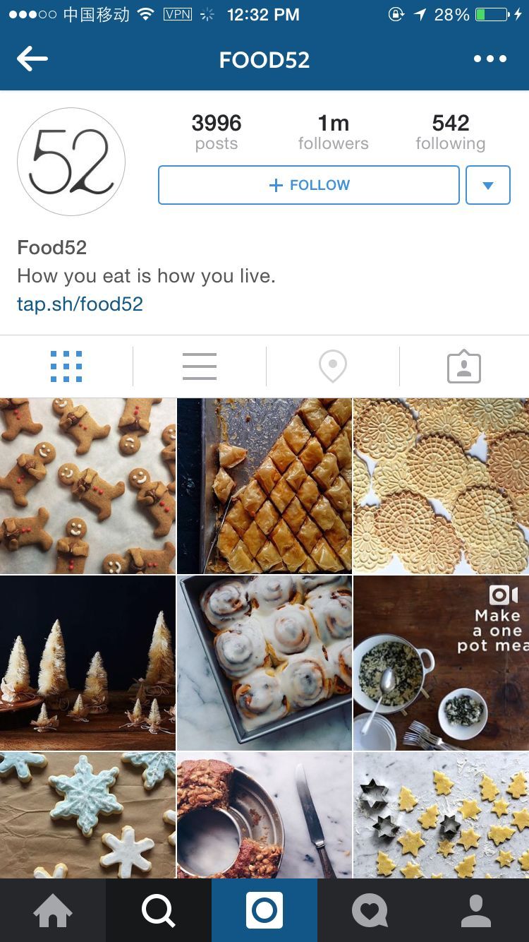 Food52的Instagram主页