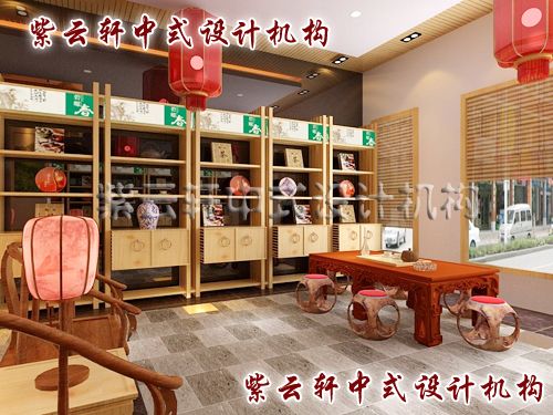 茶楼中式装修设计之休闲一角：三五同道中人把玩收藏展品，悠闲的去处